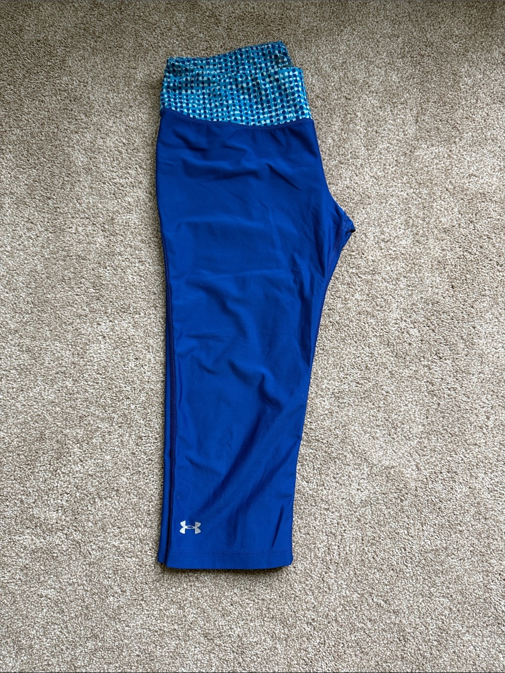 Under Armour Royal Blue Performance Capris with Patterned Waistband